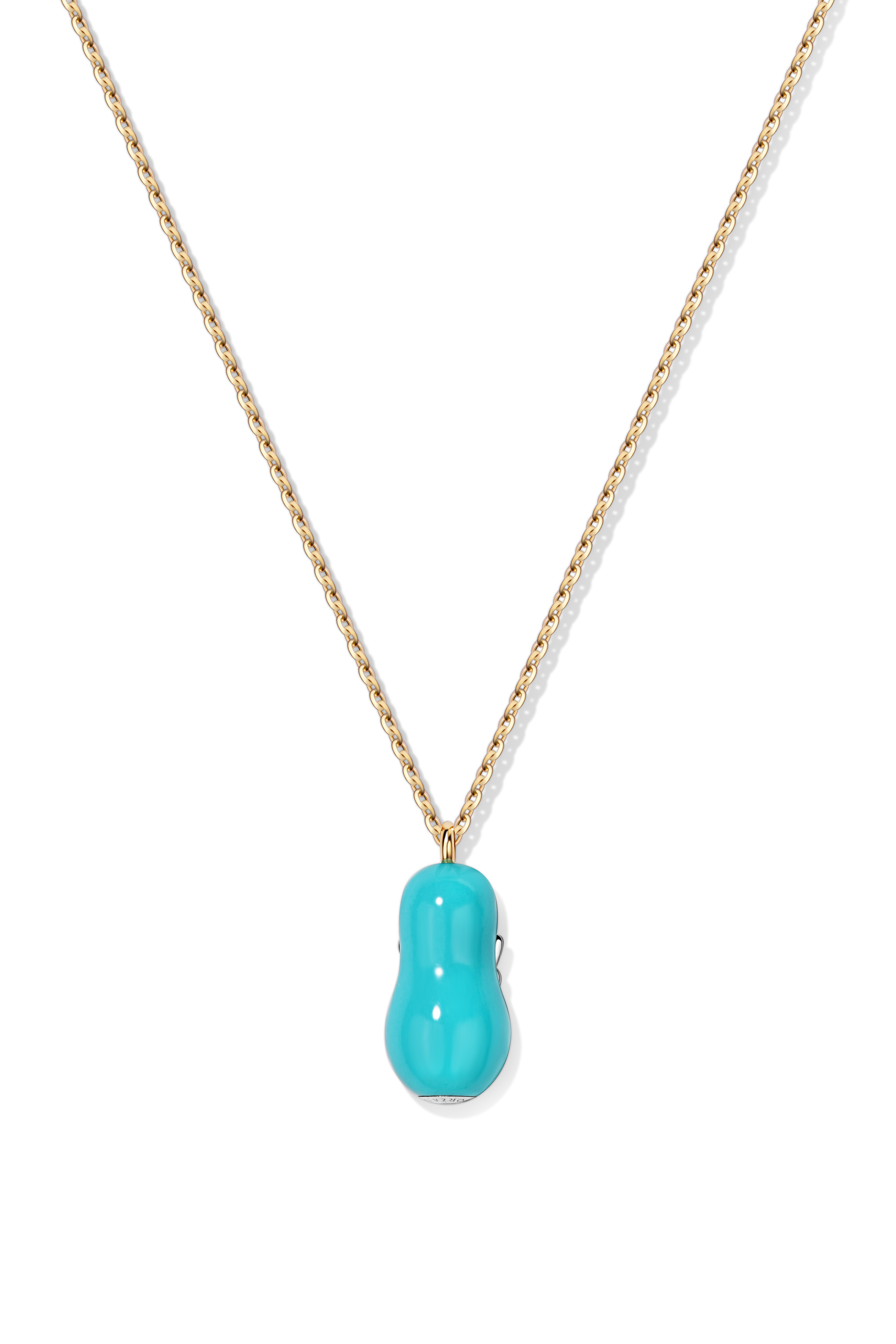 Pendant "Matryoshka" turquoise on a yellow chain