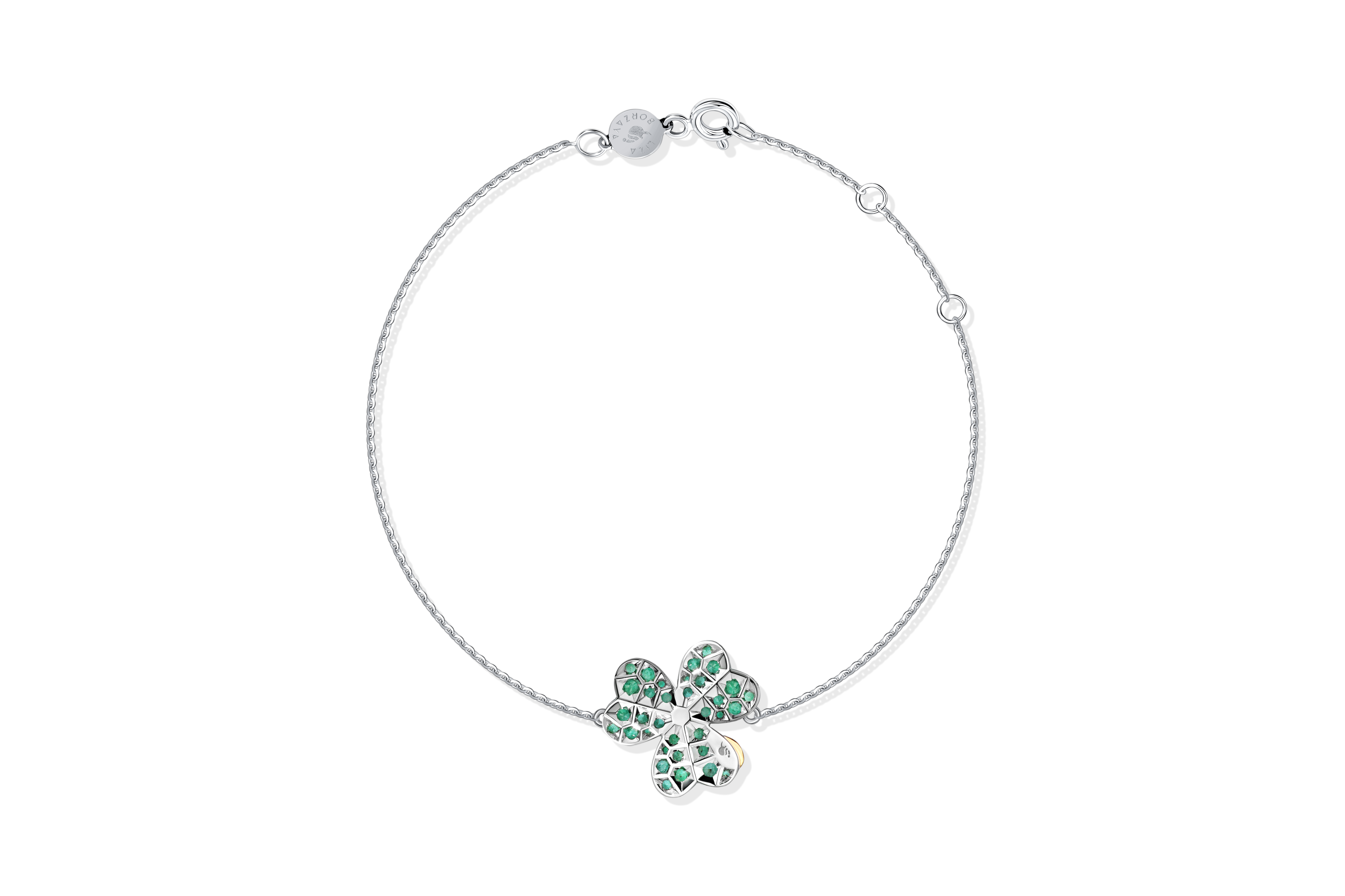 Clover bracelet with emeralds