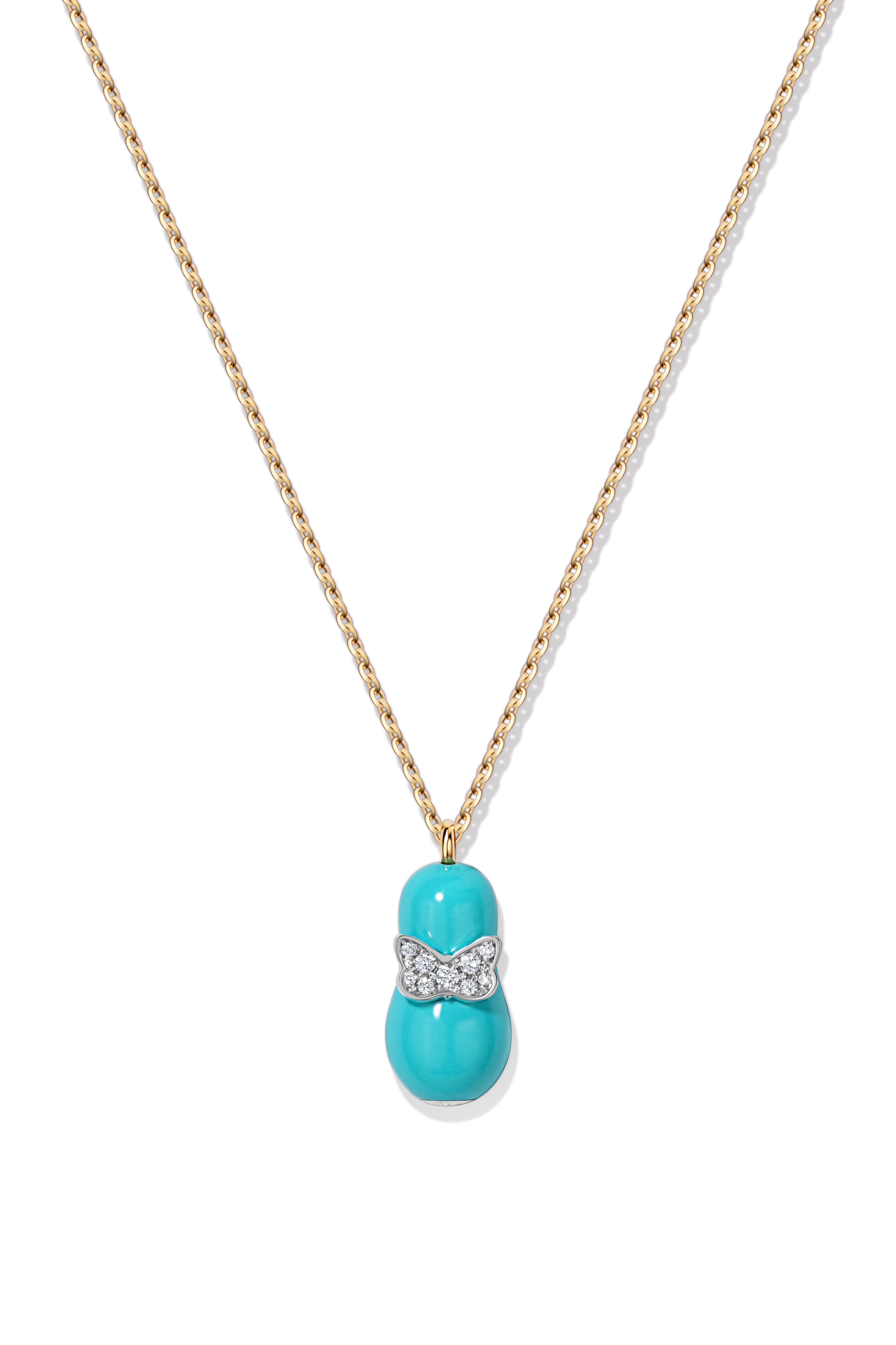 Pendant "Matryoshka" turquoise on a yellow chain