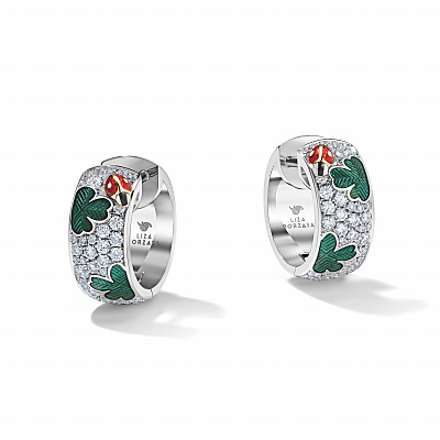 Ladybug Clover Pavé Earrings
