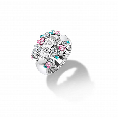LOVE CERAM ring with white ribbon