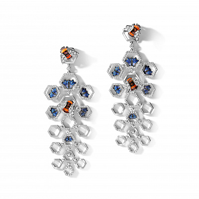 Earrings «Bumblebee and honeycombs»