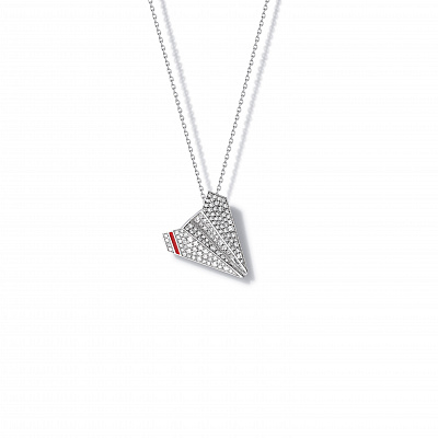 Pendant "Paper airplane" with stones
