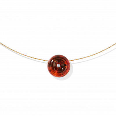 Amber pendant with diamond