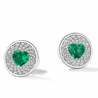 Airplane earrings with emeralds