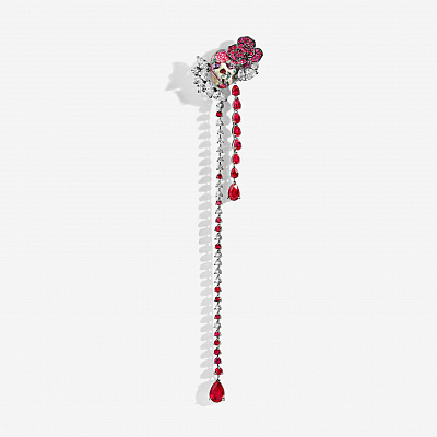 Skull with Rose long earring