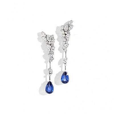 Diamond ivy earrings with sapphires