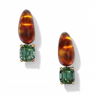 Earrings with tourmalines and emeralds