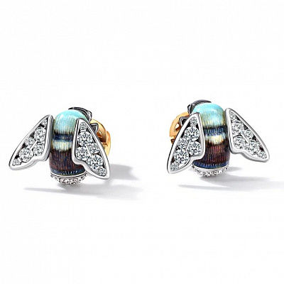 Earrings “Grey-blue bumblebees”