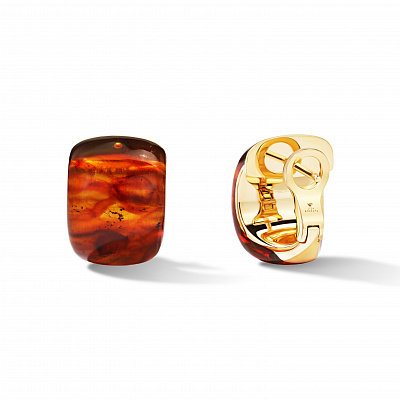 Square earrings with amber