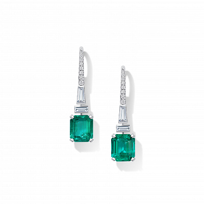 Earrings Icon with emeralds and diamonds