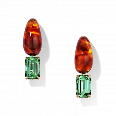 Earrings with mint tourmaline