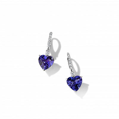 Earrings with tanzanites
