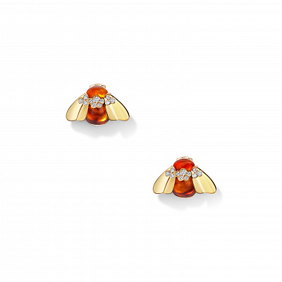 Stud earrings “Amber bumblebee” 9mm, wings with stones