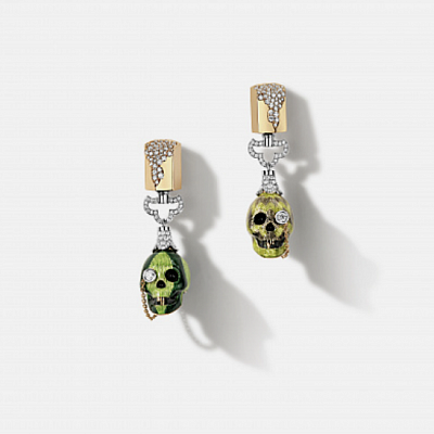 Transformative key charm earrings skulls with monocle