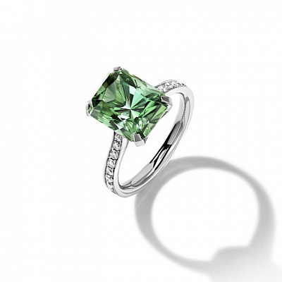 Radiant tourmaline ring