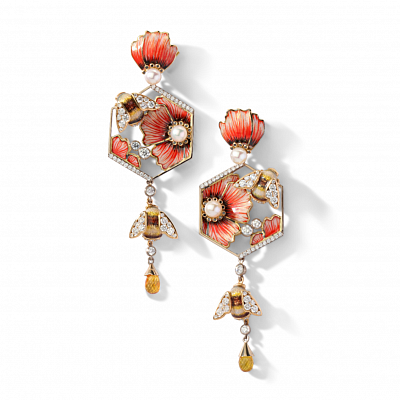 Earrings «Red bumblebee»