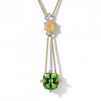 Necklace with peridot and opal