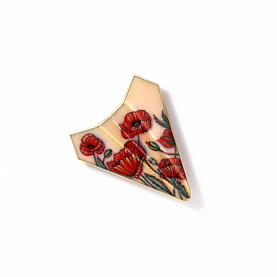 Brooch paper airplane "Flowers"