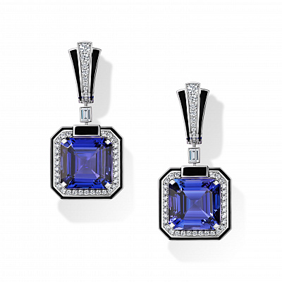 Earrings with tanzanites